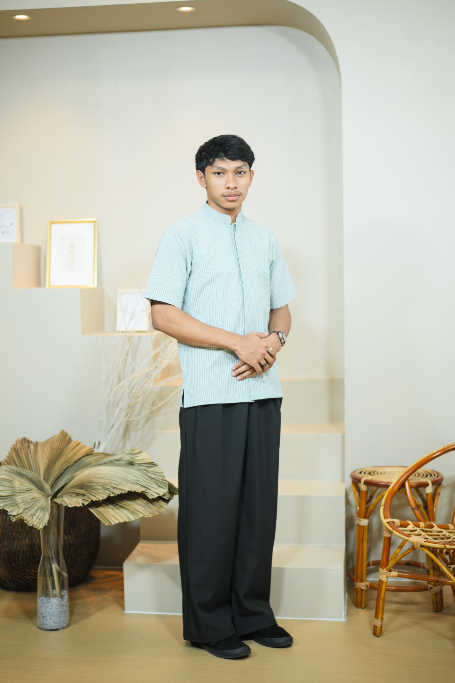 Kemeja Ali Jalur - Mint Green - Image 1