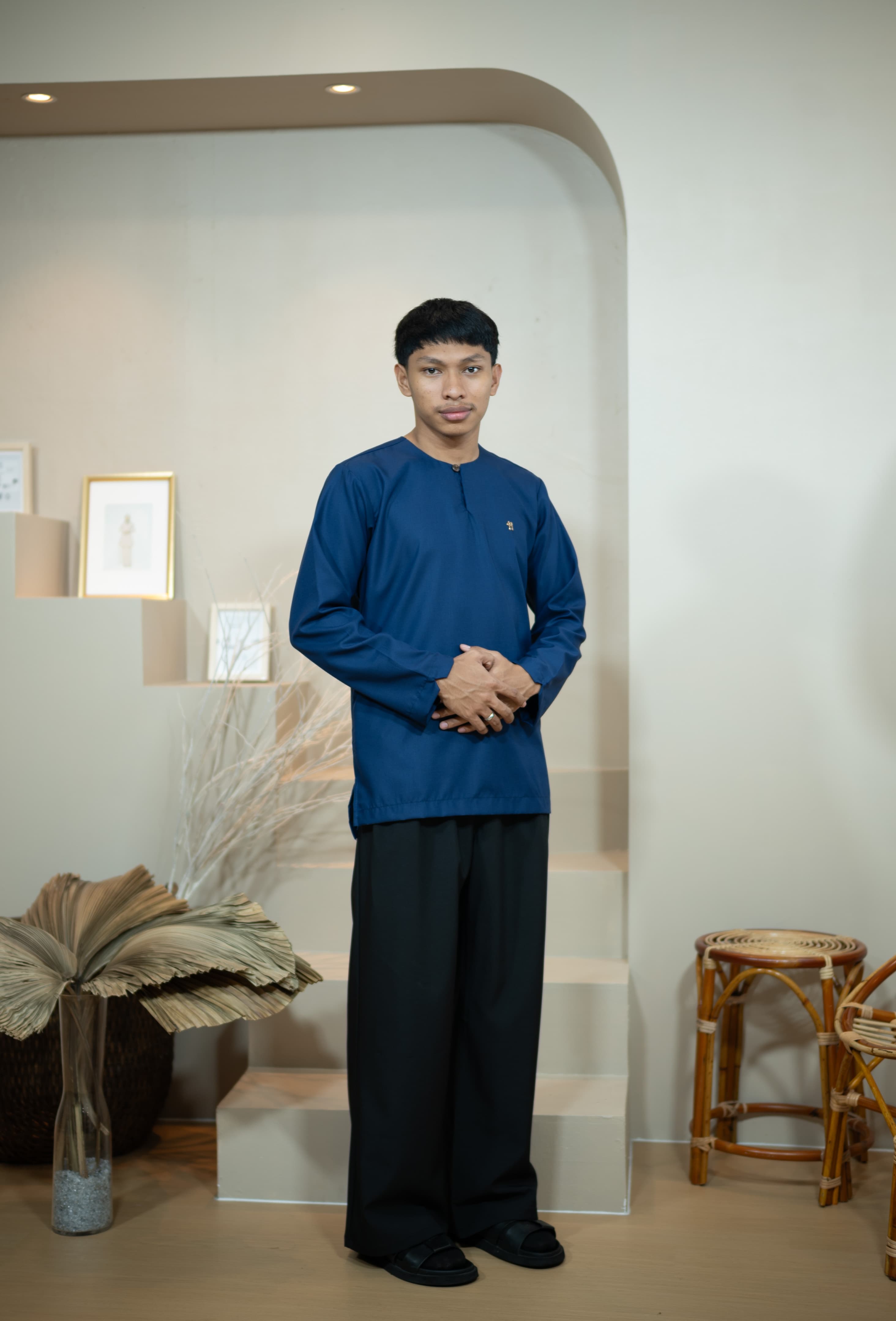 Kurta Jalil Top (LS) - Navy Blue
