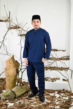 Baju Melayu Majestic - Navy Blue - Image 1