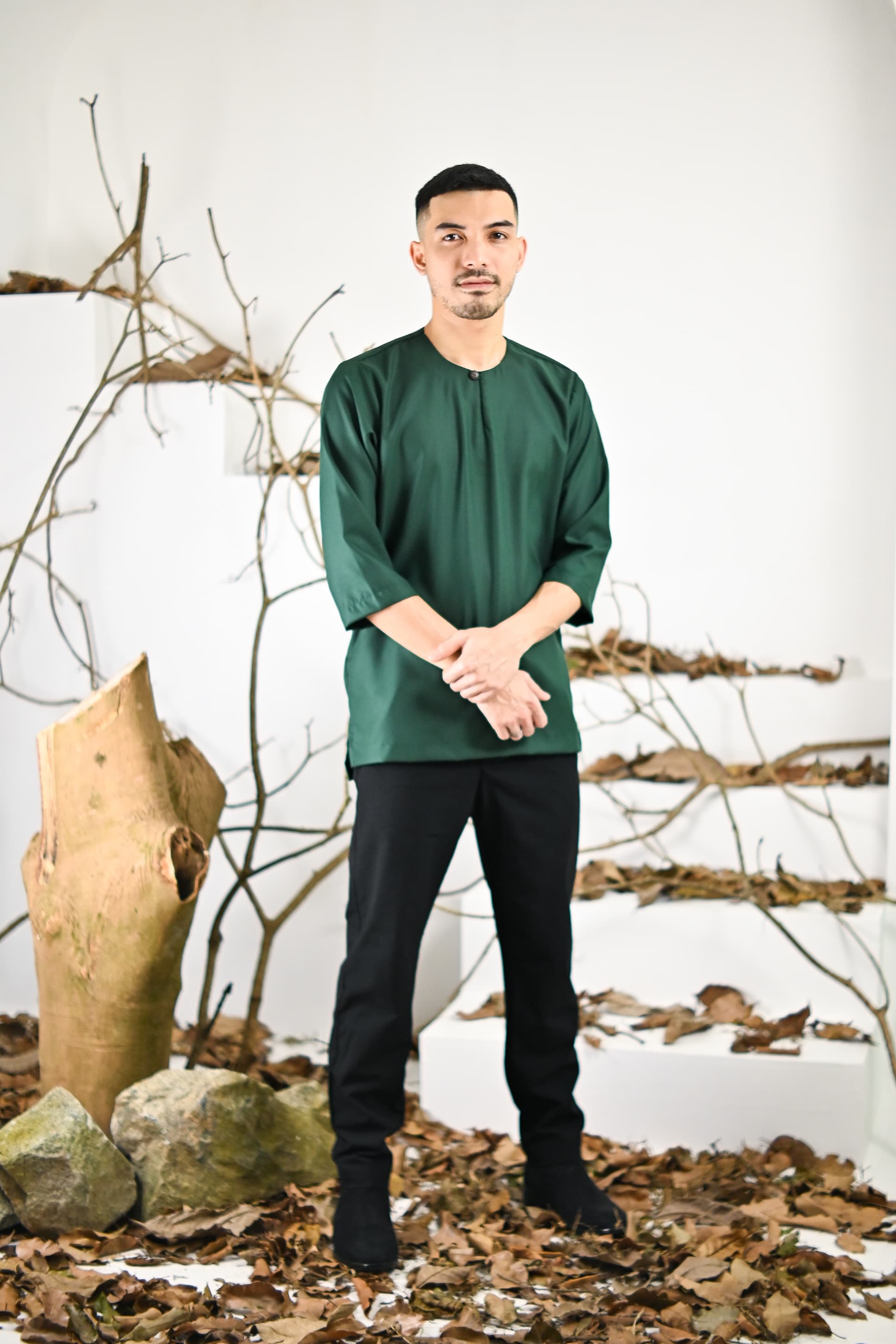 Kurta Jalil Top - Dark Green