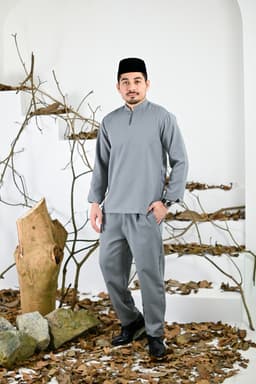 Baju Melayu Majestic - Ash Grey - Image 1