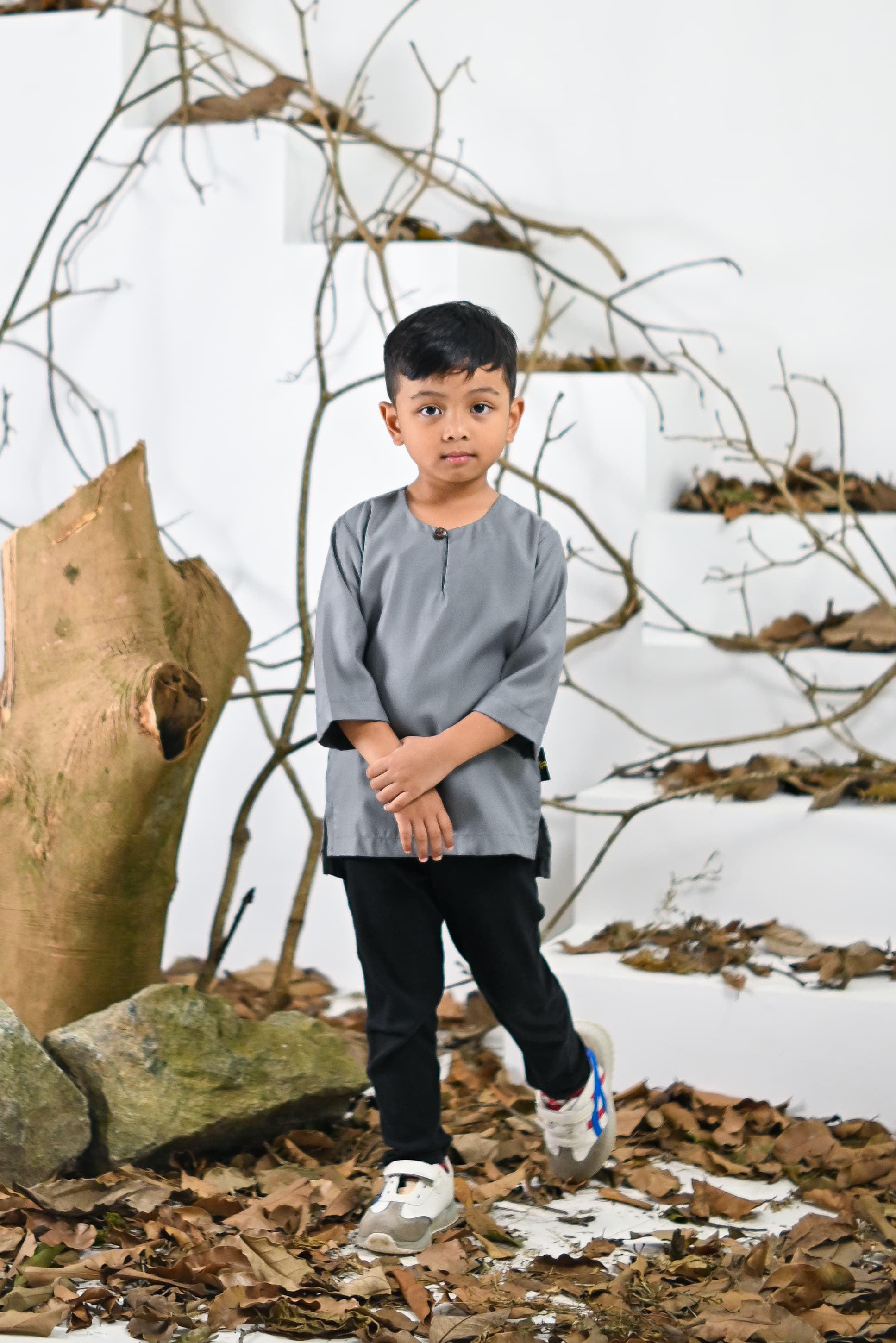 Kurta Jalil Boys Top - Ash Grey