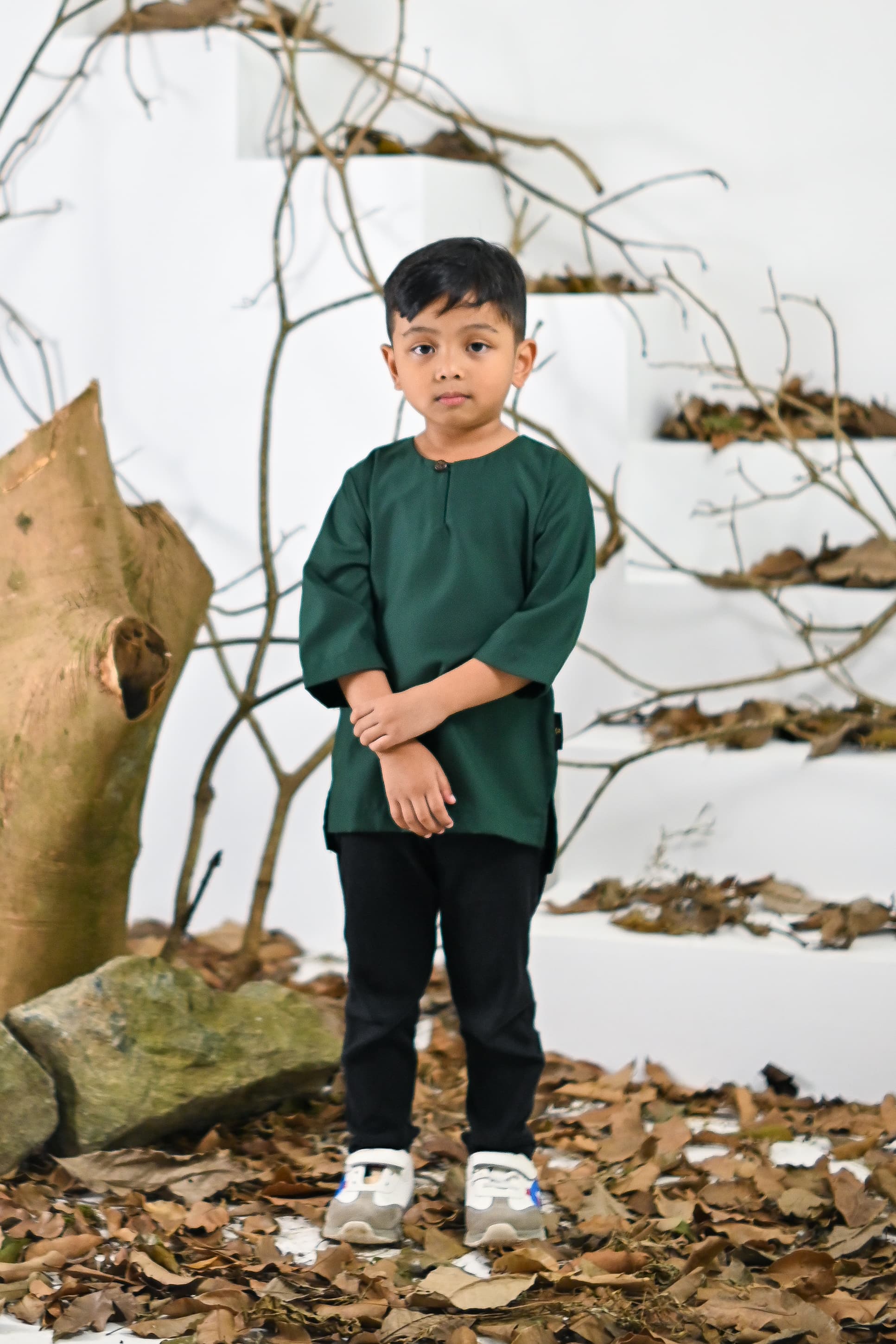 Kurta Jalil Boys Top - Dark Green